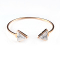 Copper Bangles Gold Plated Triangle Howlite Gemstone